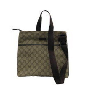 Gucci GG Plus Monogram shoulder bag canvas brown leather trim